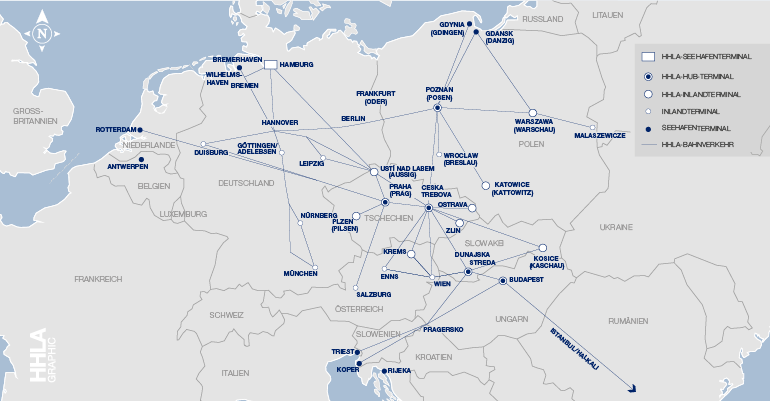 Intermodalnetzwerk der HHLA (Karte)